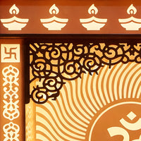 close view of Omtarang Wooden Corian Mandir (White) 