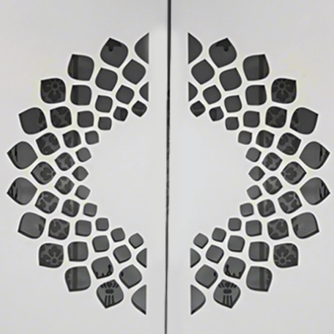 close view of Prajvala Teak Wood Mandir (White)