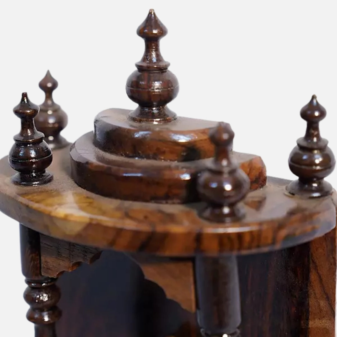 close view of Tanirika Teak Wood Mandir (Brown) 