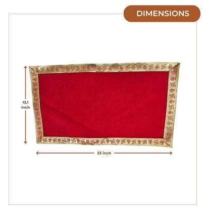 Red Floral Design Pooja Aasan with Swastik Border – 23x13 Inch