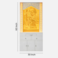dimensions Vrindika Wooden Corian Mandir (White)