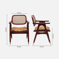 dimensions image of Aakar Teak Wood Arm Chairs (Brown Gold) 
