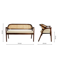 ) dimensions image of Arbor Solid Wood Love Sofa (Brown Beige