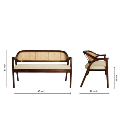 ) dimensions image of Arbor Solid Wood Love Sofa (Brown Beige