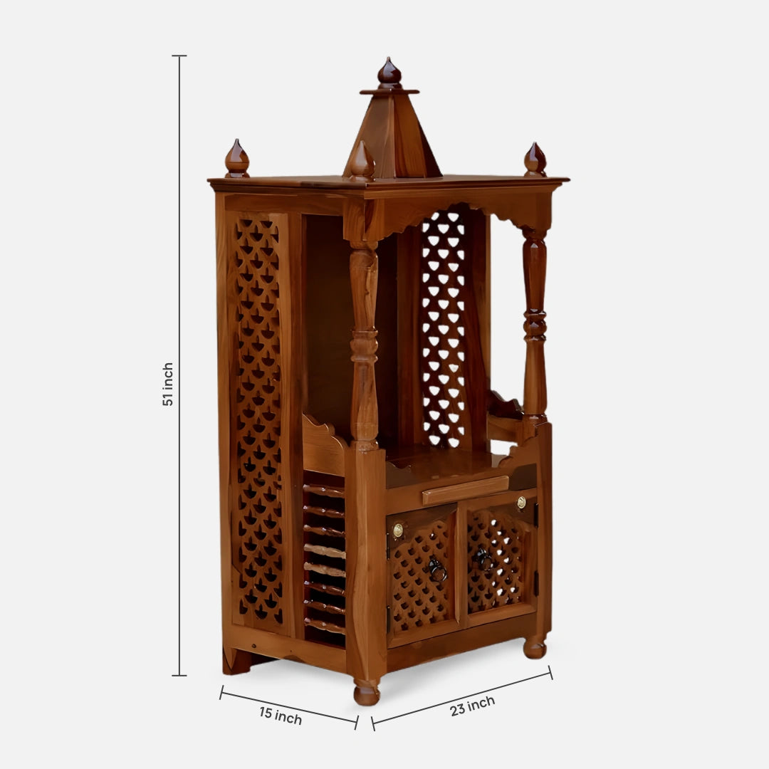 dimensions image  of Devrekha Teak Wood Mandir (Teak) 