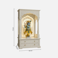 dimensions image of Nityalaya Teak Wood Mandap (White) 