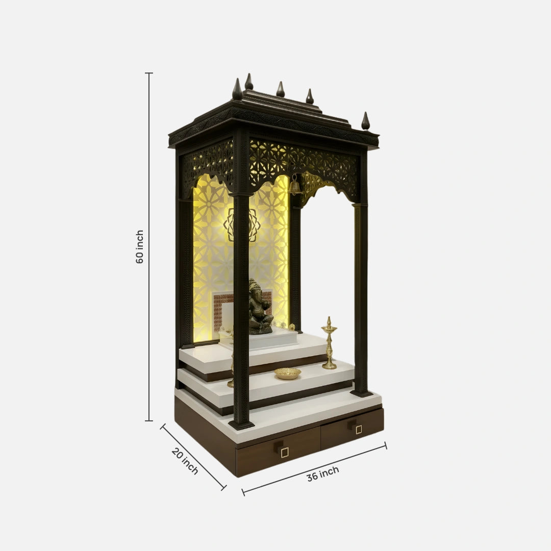 dimensions image  of Ompeeth Teak Wood Mandap (Brown)