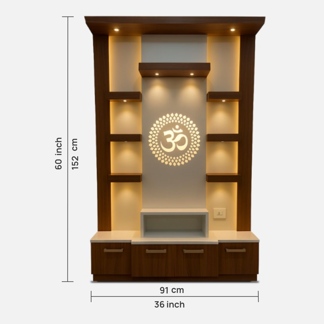 dimensions image  of Prasanna Teak Wood Mandap (Brown)