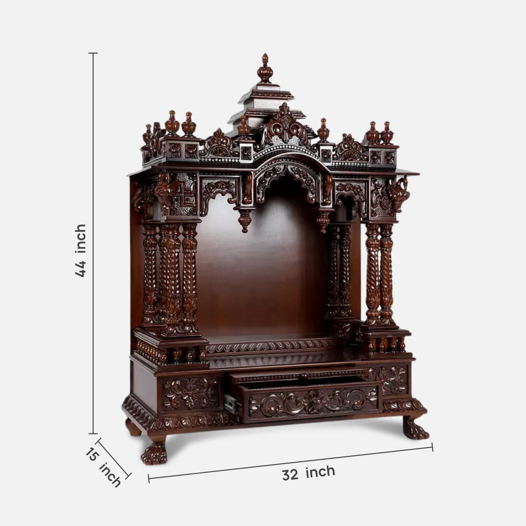dimensions image  of Satyaprakash Teak Wood Mandap (Brown) 