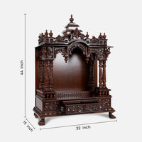 dimensions image  of Satyaprakash Teak Wood Mandap (Brown) 