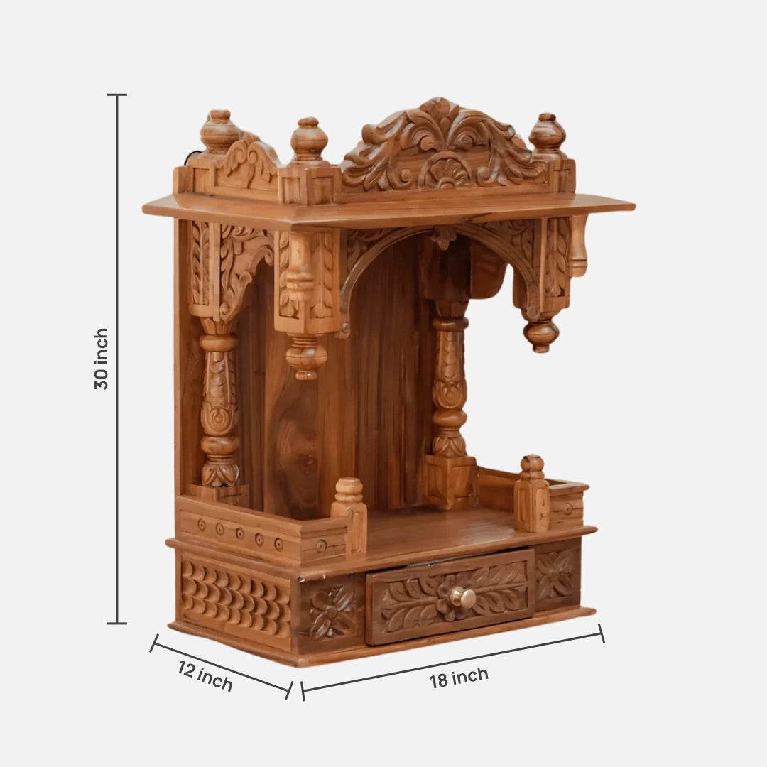 dimensions image of Sharva Teak Wood Mandir (Teak) 