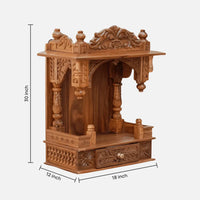 dimensions image of Sharva Teak Wood Mandir (Teak) 