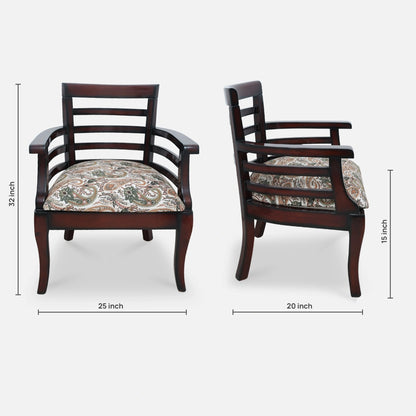  Toledo Teak Wood Arm Chair (Brown) dimensions image 