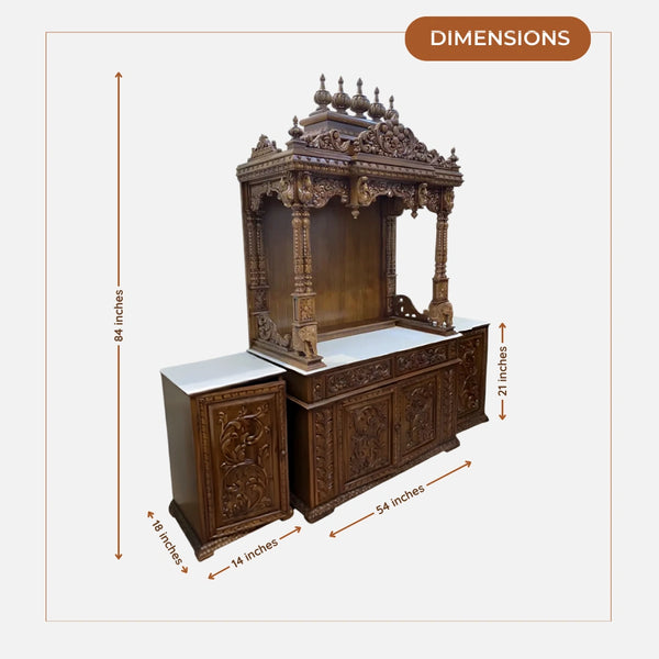 dimensions of Adityam Teak Wood Mandap (Brown)