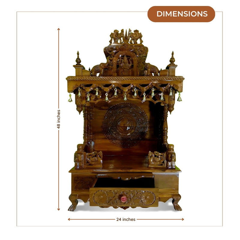 dimensions  of Aishani Teak Wood Mandir (Brown) 