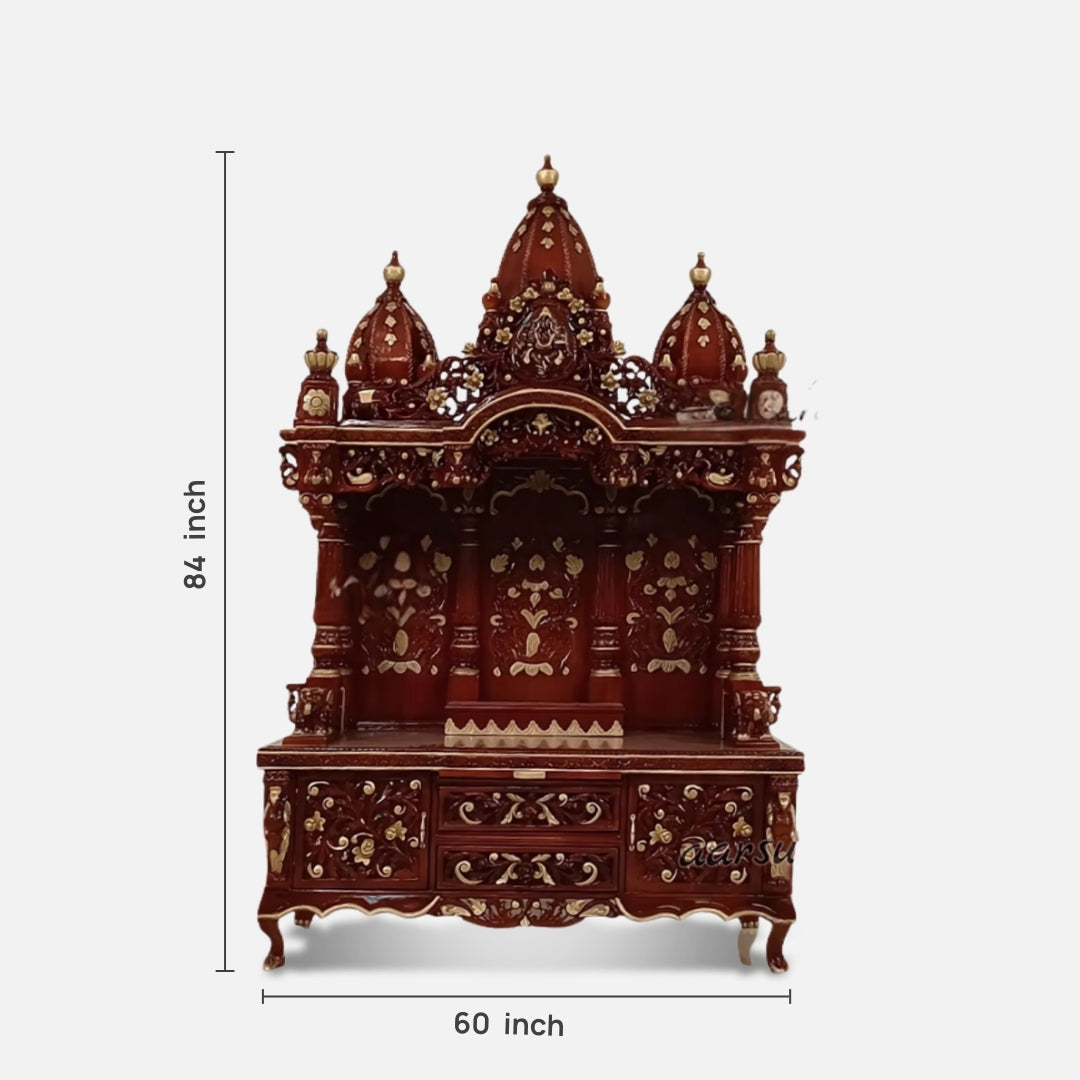 dimensions of Amba Teak Wood Mandap (Cherry) 