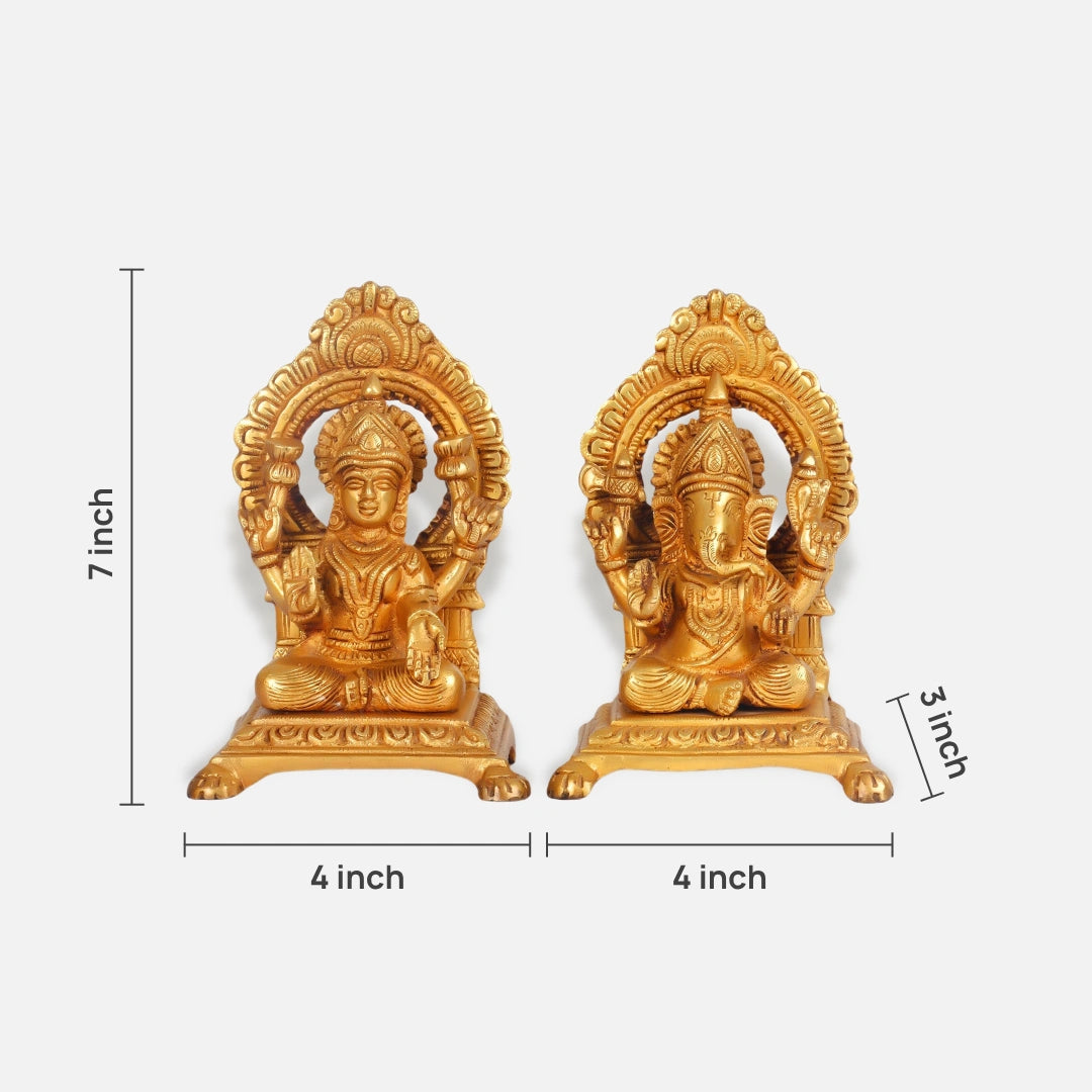 dimensions of Antique Brass Lakshmi Ganesha Idol 4