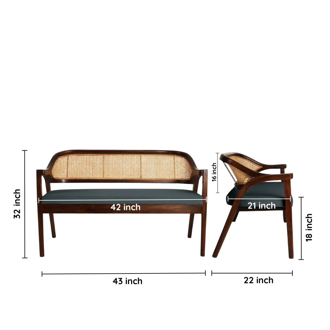 dimensions of Arbor Solid Wood Love Sofa (Brown Grey)