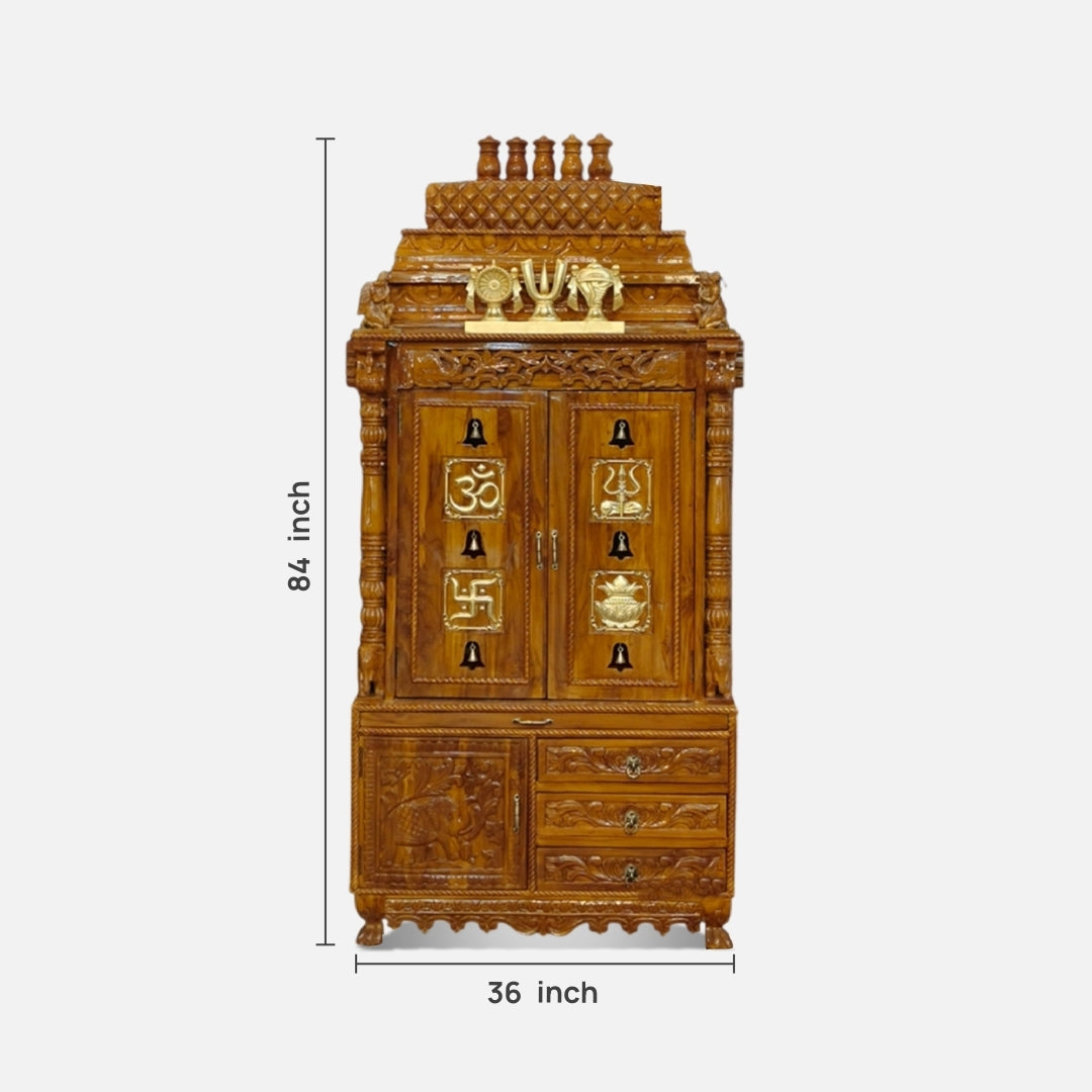 dimensions  of  Archana Teak Wood Mandap (Teak) 