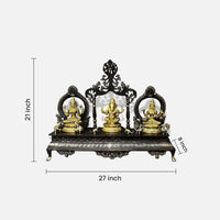 dimensions of Brass Lakshmi ganesh Saraswati Idol with Singhasan 1