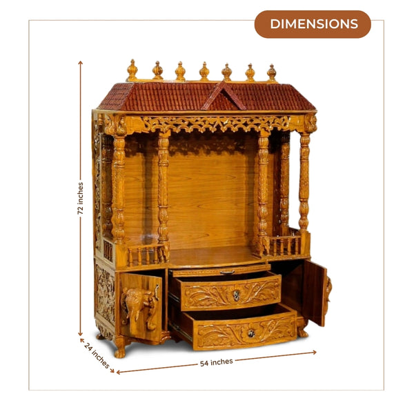 dimensions of Chitraksha Teak Wood Mandap (Teak) 