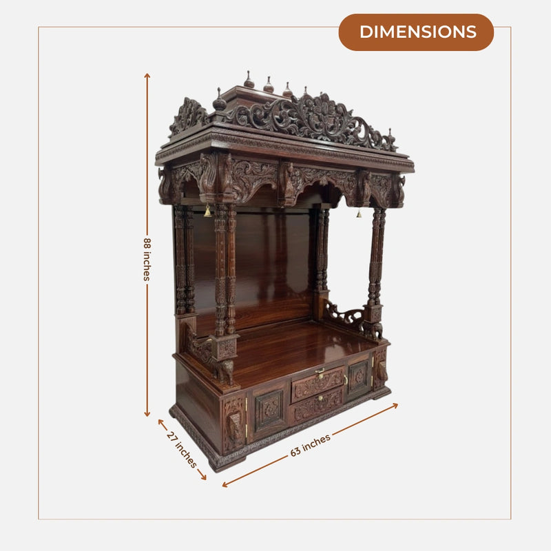 dimensions of  Dharmapeeth Teak Wood Mandap (Brown) 