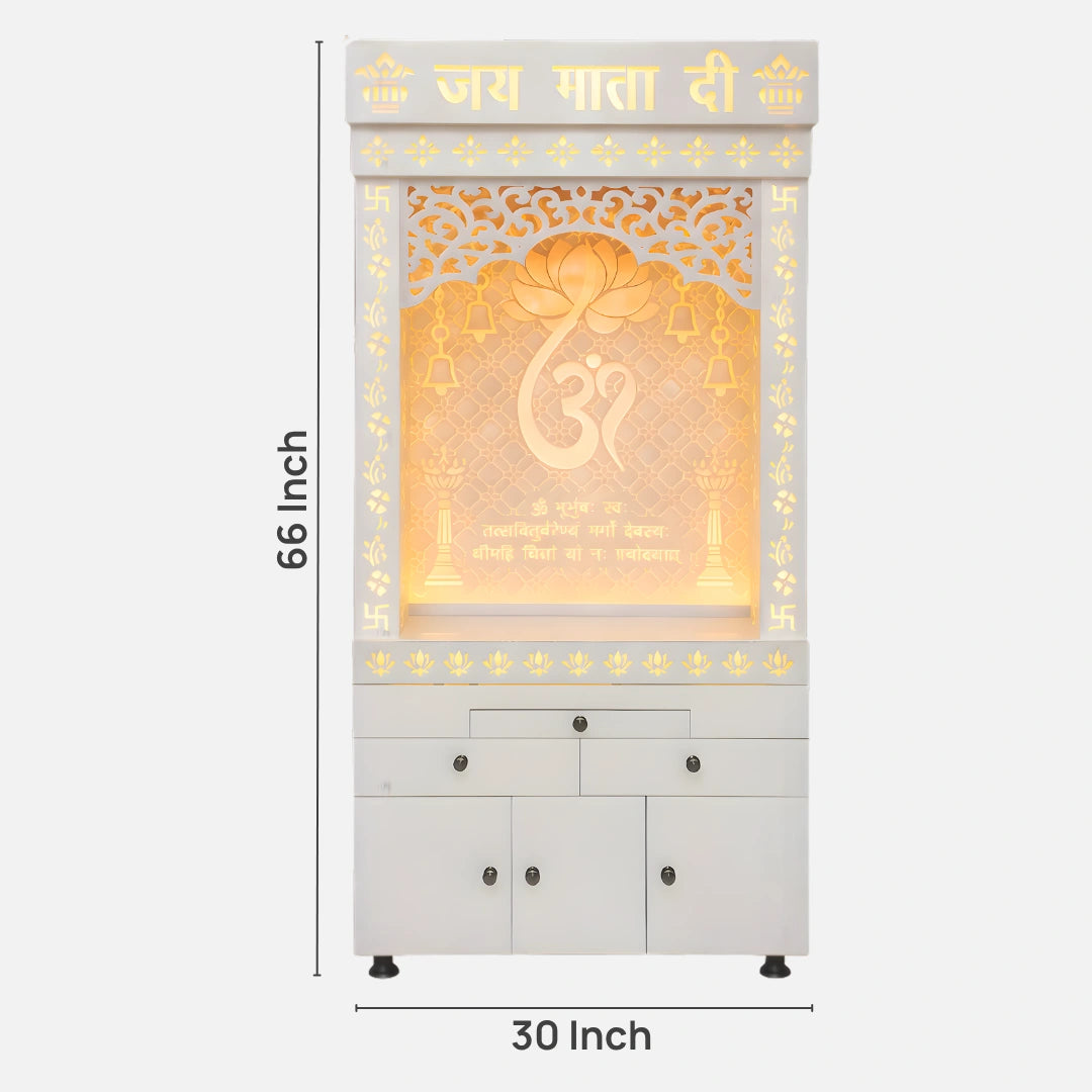 dimensions of Ganvrit Wooden Corian Mandir (White)