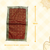 dimensions of Golden Floral Design Red Velvet Pooja Asan