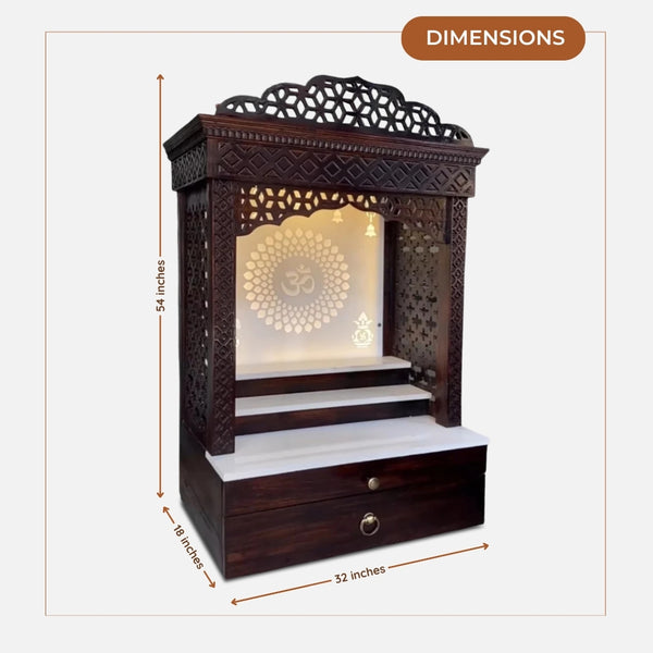 dimensions of Hemratna Teak Wood Mandap (Brown) 