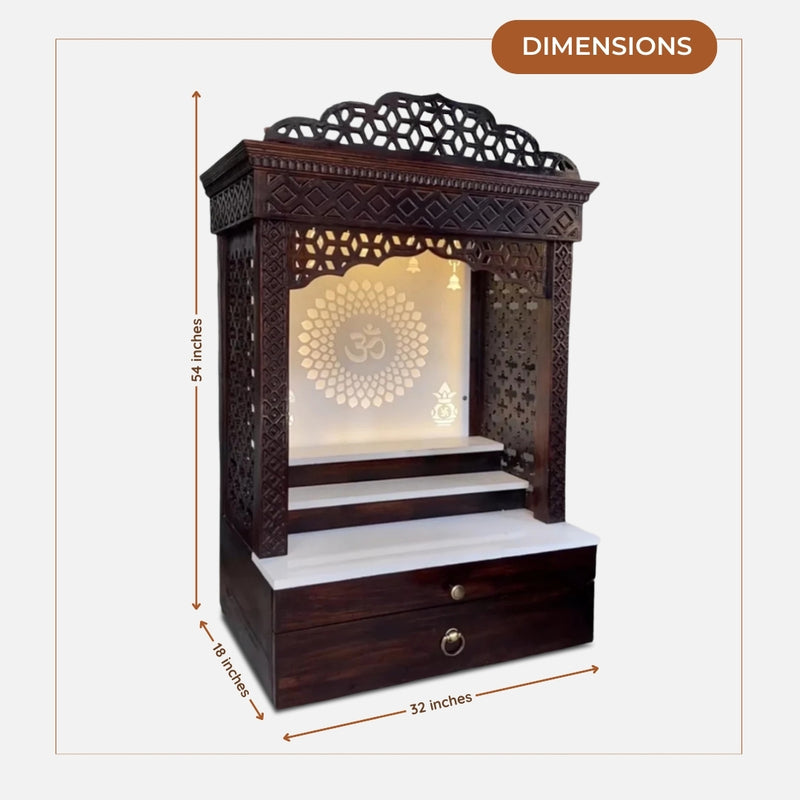 dimensions of Hemratna Teak Wood Mandap (Brown) 
