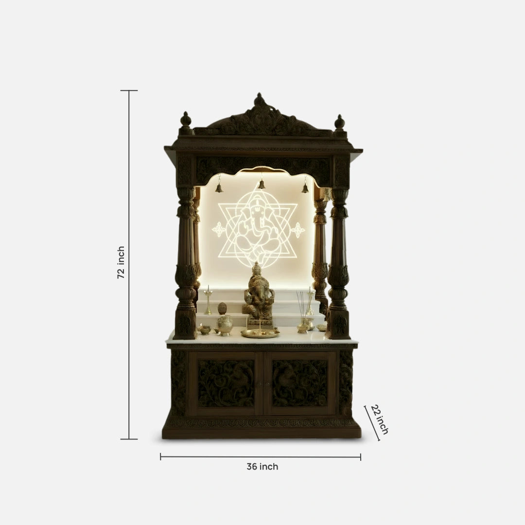 dimensions of Ishvarpeeth Teak Wood Mandap (Brown) 