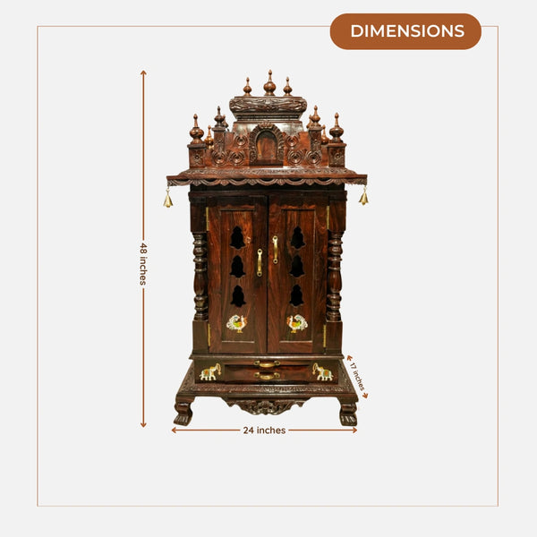dimensions   of Jagannath Teak Wood Mandir (Brown)