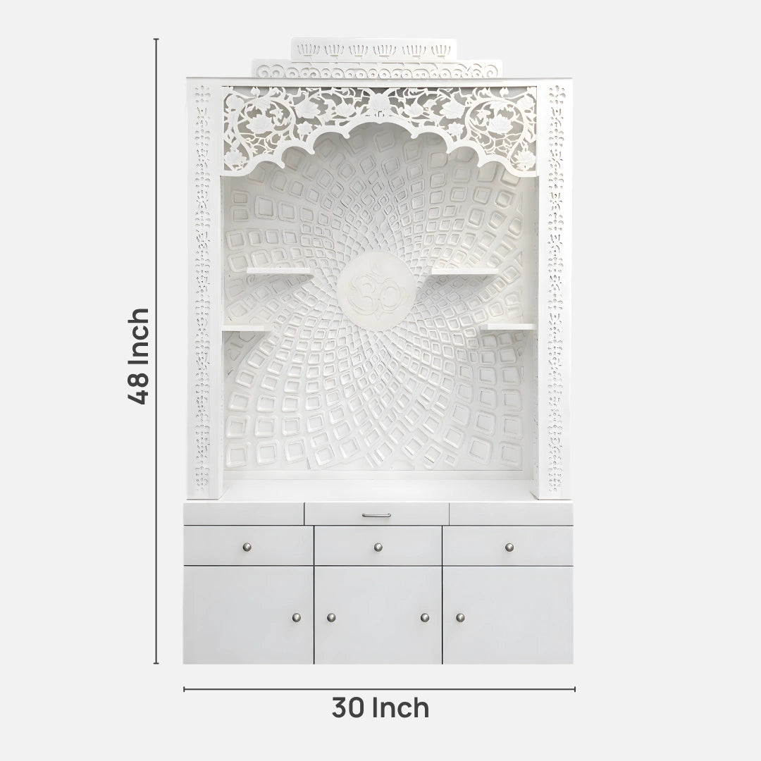 dimensions of Kamalika Wooden Corian Mandir (White)
