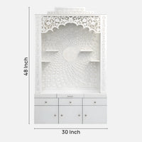 dimensions of Kamalika Wooden Corian Mandir (White)