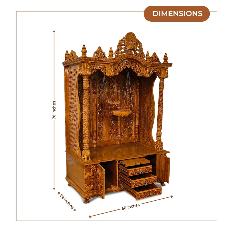 dimensions  of Kedaram Teak Wood Mandap (Teak) 
