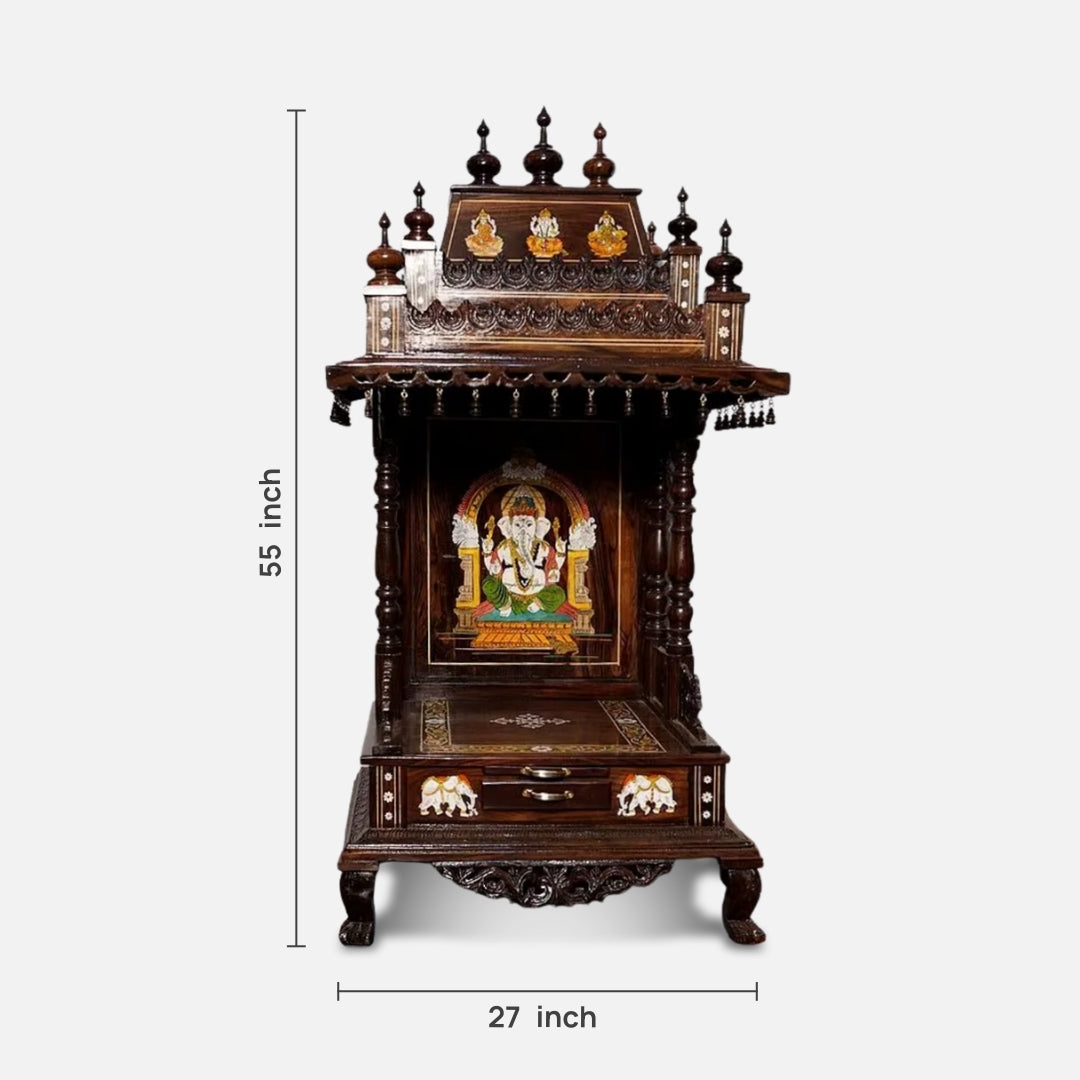  dimensions of Kesari Teak Wood Mandir (Brown) 