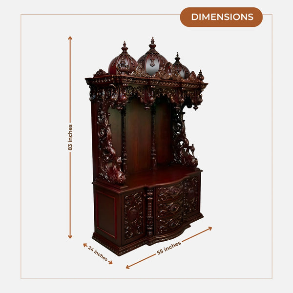 dimensions of Kutralam Teak Wood Mandap (Cherry)