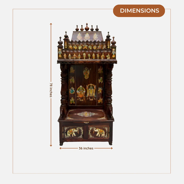  Mantraa Teak Wood Mandap (Brown) dimensions 