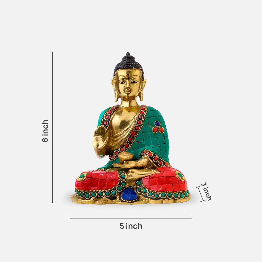 dimensions of Meditating Buddha Brass Idol