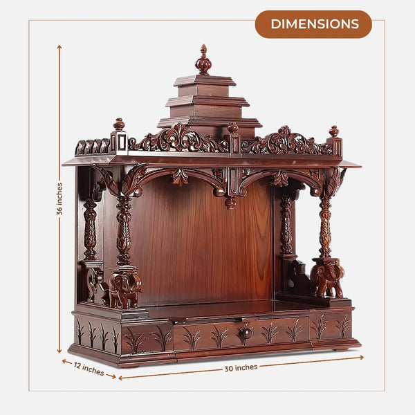 dimensions of  Nandita Teak Wood Mandir (Brown) 