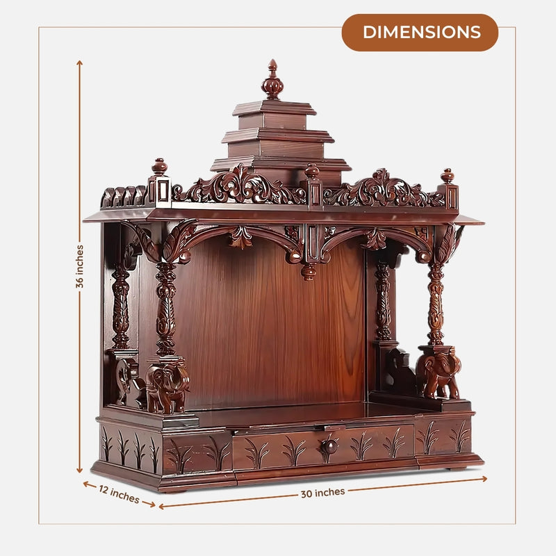 dimensions of  Nandita Teak Wood Mandir (Brown) 