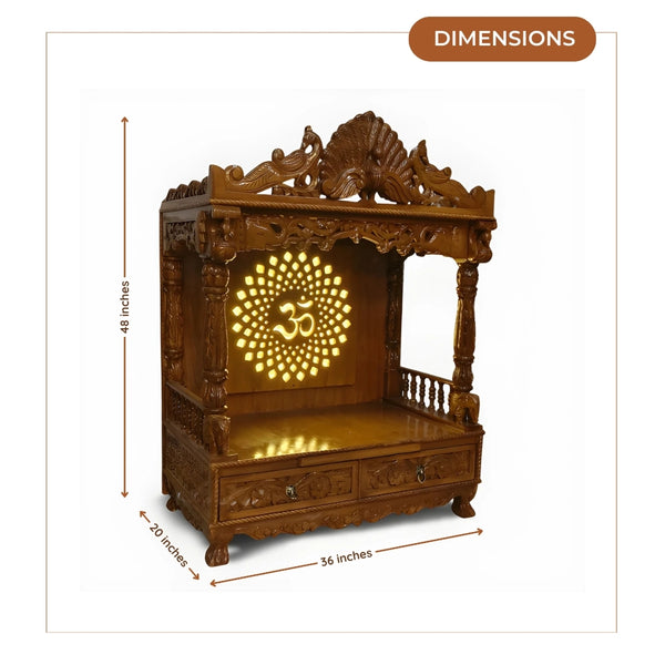 dimensions of Nitya Teak Wood Mandir (Teak)