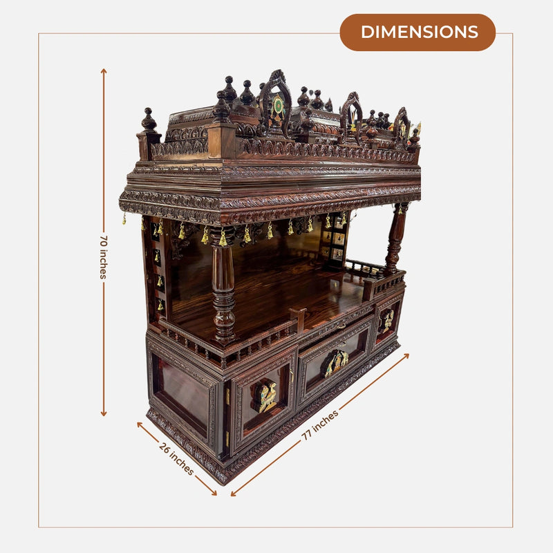dimensions of Nivya Teak Wood Mandap (Brown) 