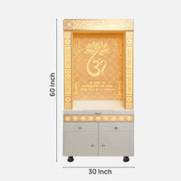 dimensions of Omkamal Wooden Corian Mandir (White)