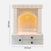 dimensions of Omlina Wooden Corian Mandir (White)