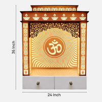 dimensions of Omtarang Wooden Corian Mandir (White)