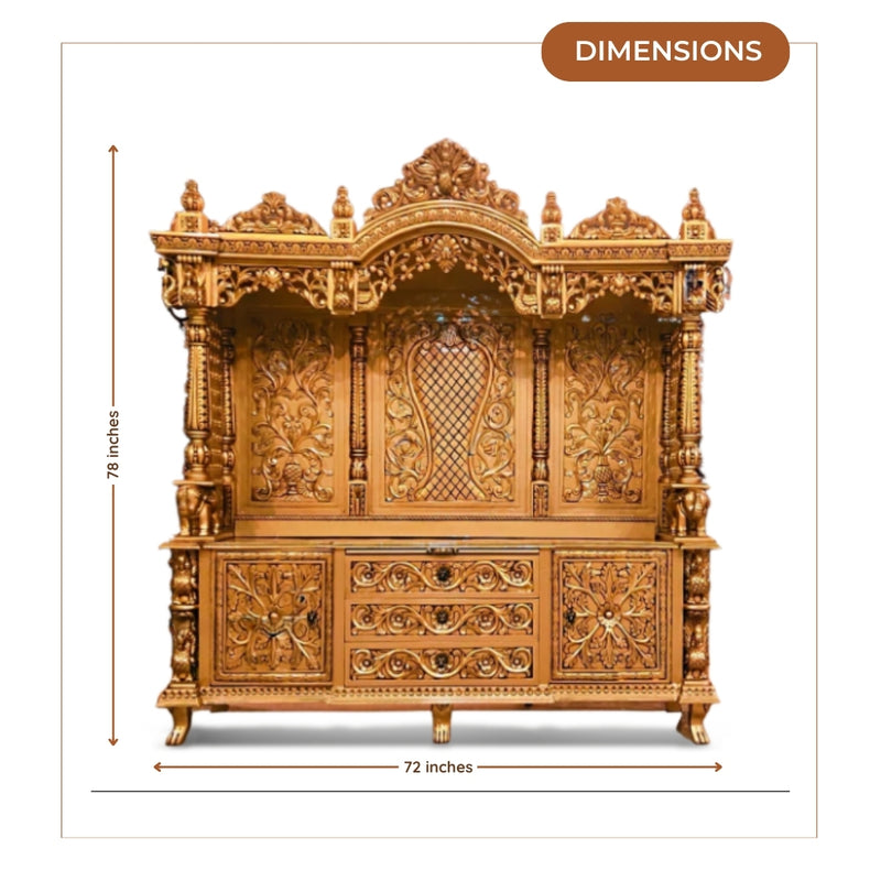 dimensions of Padmashri Teak Wood Mandap (Gold) 