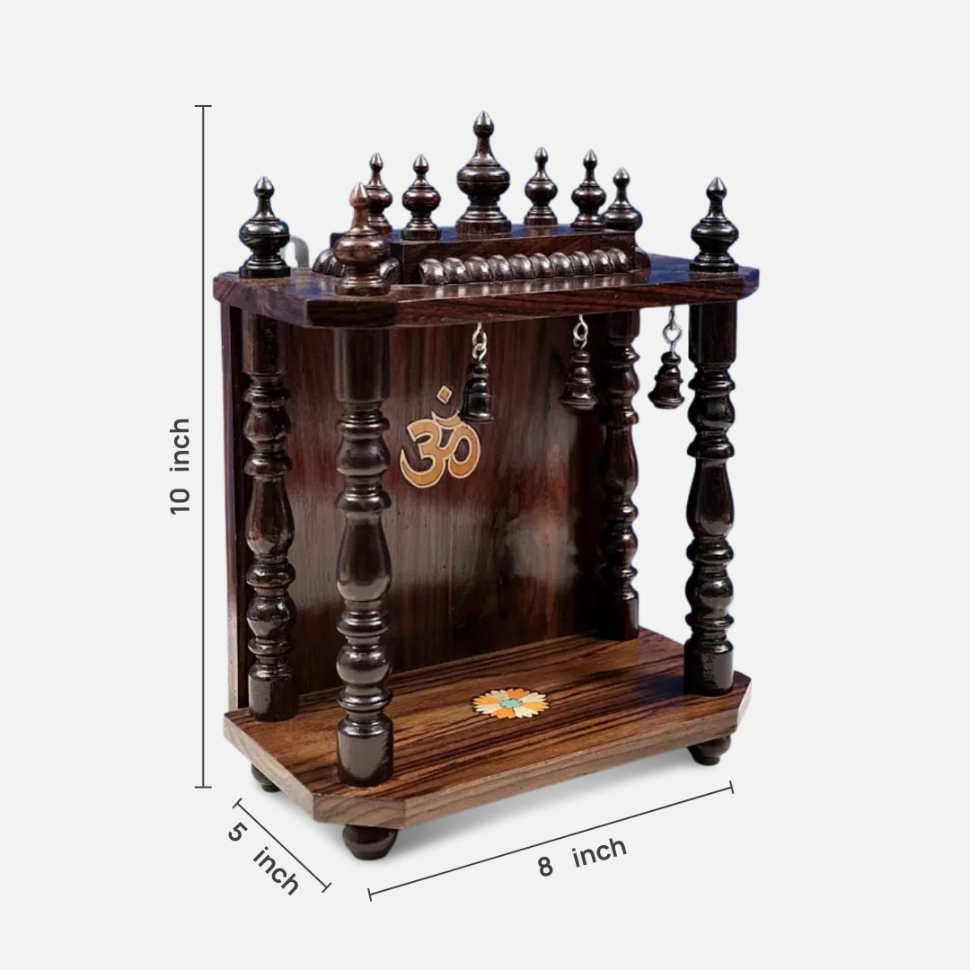 dimensions of  Peethika Teak Wood Mandir (Brown) 