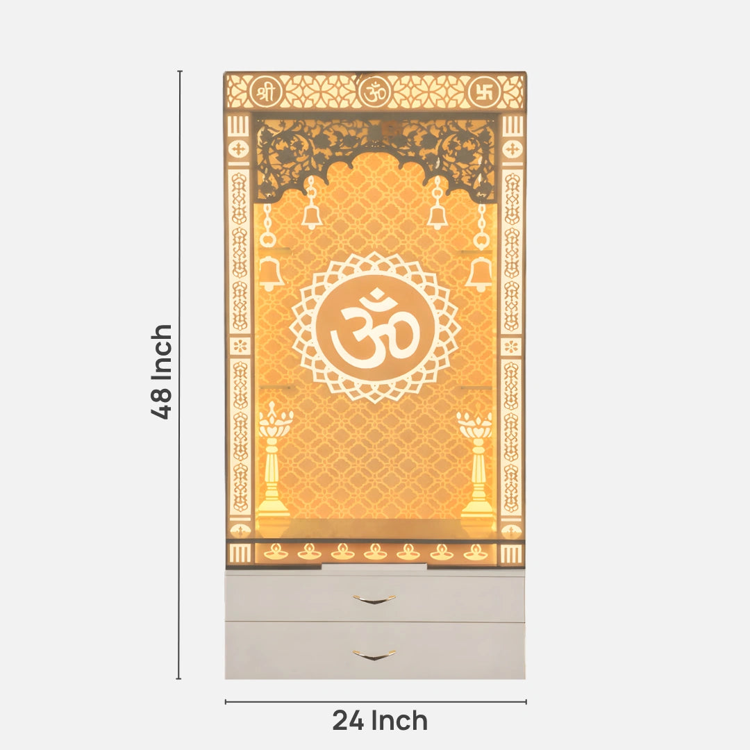 dimensions of Prabhayan Wooden Corian Mandir (White)