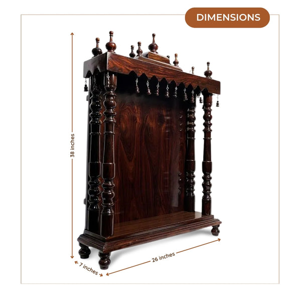 dimensions  of Ratnalekha Teak Wood Mandir (Brown) 